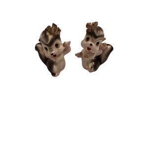 Vtg Skunk Salt & Pepper Shaker Set w/ Cork Stopper Made in Japan Imperfection 3"